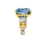 Yellow gold Fancy Blue Asscher  Cut Three-Stone Diamond Pavé Band with Prong Setting_22
