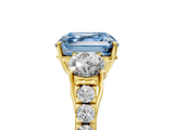Yellow gold Fancy Blue Asscher  Cut Three-Stone Diamond Pave Band with Prong Setting_55