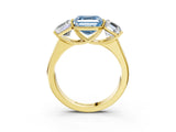 Yellow gold Fancy Blue Asscher Cut Three-Stone Diamond Ring with Prong Setting on a Classic Band_15