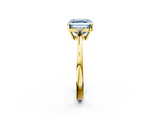 Yellow gold Fancy Blue Asscher  Cut Three-Stone Solitaire Ring with Round Accent Diamonds and Four-Prong Setting_39