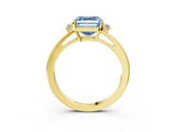 Yellow gold Fancy Blue Asscher  Cut Three-Stone Solitaire Ring with Round Accent Diamonds and Four-Prong Setting_40