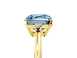 Yellow gold Fancy Blue Asscher  Cut Three-Stone Solitaire Ring with Round Accent Diamonds and Four-Prong Setting_42