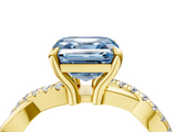 Yellow gold Fancy Blue Asscher  Cut Twist Band Solitaire Diamond Ring with Pavé Setting_7