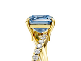 Yellow gold Fancy Blue Asscher  Cut Twist Band Solitaire Diamond Ring with Pavé Setting_8