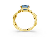 Yellow gold Fancy Blue Asscher  Cut Twisted Pavé Band Solitaire Ring with Four-Prong Setting_3