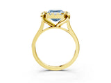 Yellow gold Fancy Blue Asscher  Diamond Cluster Halo Solitaire with Four-Prong Setting_149