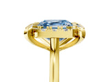 Yellow gold Fancy Blue Asscher  Diamond Cluster Halo Solitaire with Four-Prong Setting_151