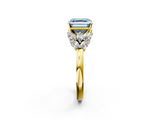 Yellow gold Fancy Blue Asscher  Diamond Cluster Leaf Design Ring with Prong Setting_20
