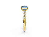 Yellow gold Fancy Blue Asscher  Diamond Cluster Prong-Set Solitaire Ring_2