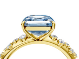 Yellow gold Fancy Blue Asscher  Diamond Cluster Prong-Set Solitaire Ring_4