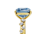 Yellow gold Fancy Blue Asscher  Diamond Cluster Prong-Set Solitaire Ring_5