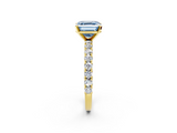 Yellow gold Fancy Blue Asscher  Diamond Pavé Band Solitaire Ring with Four-Prong Setting_2