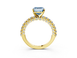 Yellow gold Fancy Blue Asscher  Diamond Pavé Band Solitaire Ring with Four-Prong Setting_3
