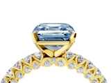 Yellow gold Fancy Blue Asscher  Diamond Pavé Band Solitaire Ring with Four-Prong Setting_4