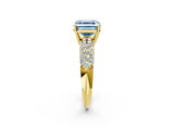 Yellow gold Fancy Blue Asscher  Diamond Pavé Band Solitaire Ring with Four-Prong Setting_47