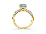 Yellow gold Fancy Blue Asscher  Diamond Pavé Band Solitaire Ring with Four-Prong Setting_48