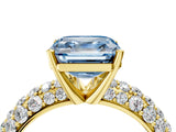 Yellow gold Fancy Blue Asscher  Diamond Pavé Band Solitaire Ring with Four-Prong Setting_49