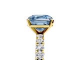 Yellow gold Fancy Blue Asscher  Diamond Pavé Band Solitaire Ring with Four-Prong Setting_5
