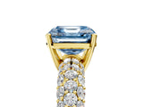Yellow gold Fancy Blue Asscher  Diamond Pavé Band Solitaire Ring with Four-Prong Setting_50