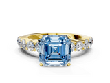 Yellow gold Fancy Blue Asscher  Diamond Pavé Band Solitaire with Four-Prong Setting_20
