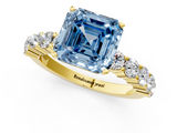 Yellow gold Fancy Blue Asscher  Diamond Pavé Band Solitaire with Four-Prong Setting_21