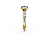 Yellow gold Fancy Blue Asscher  Diamond Pavé Band Solitaire with Four-Prong Setting_22