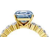 Yellow gold Fancy Blue Asscher  Diamond Pavé Band Solitaire with Four-Prong Setting_24