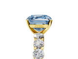 Yellow gold Fancy Blue Asscher  Diamond Pavé Band Solitaire with Four-Prong Setting_25