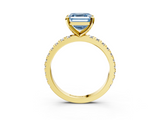 Yellow gold Fancy Blue Asscher  Diamond Pavé Band Solitaire with Four-Prong Setting_3
