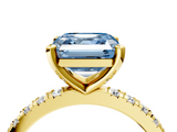 Yellow gold Fancy Blue Asscher  Diamond Pavé Band Solitaire with Four-Prong Setting_4
