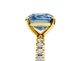 Yellow gold Fancy Blue Asscher  Diamond Pavé Band Solitaire with Four-Prong Setting_5