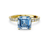 Yellow gold Fancy Blue Asscher  Diamond Pavé Band with Six-Prong Setting_19
