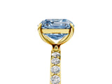 Yellow gold Fancy Blue Asscher  Diamond Pavé Band with Six-Prong Setting_24