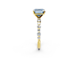 Yellow gold Fancy Blue Asscher  Diamond Prong Set Engagement Ring with Pave Band_19