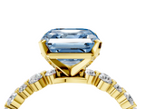 Yellow gold Fancy Blue Asscher  Diamond Prong Set Engagement Ring with Pave Band_21