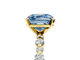 Yellow gold Fancy Blue Asscher  Diamond Prong Set Engagement Ring with Pave Band_22