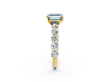 Yellow gold Fancy Blue Asscher  Diamond Prong Setting with Side Stones on a Pave Band_2