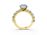 Yellow gold Fancy Blue Asscher  Diamond Prong Setting with Side Stones on a Pave Band_3
