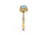 Yellow gold Fancy Blue Asscher  Diamond Solitaire Ring with Shared Prong Pavé Band_31