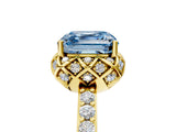 Yellow gold Fancy Blue Asscher  Diamond Solitaire Ring with Shared Prong Pavé Band_34