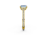 Yellow gold Fancy Blue Asscher  Diamond Solitaire with Pave Band and Six-Prong Setting_72