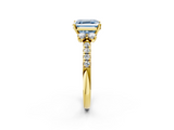 Yellow gold Fancy Blue Asscher  Diamond Three-Stone Pave Band with Four-Prong Setting_19
