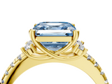 Yellow gold Fancy Blue Asscher  Diamond Three-Stone Pave Band with Four-Prong Setting_21