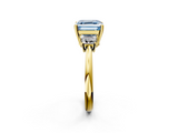 Yellow gold Fancy Blue Asscher  Diamond Three-Stone Ring with Trapezoid Side Stones and Prong Setting_53
