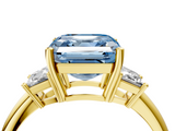 Yellow gold Fancy Blue Asscher  Diamond Three-Stone Ring with Trapezoid Side Stones and Prong Setting_55