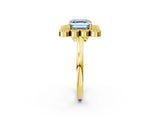 Yellow gold Fancy Blue Asscher  Halo Diamond Cluster Engagement Ring with Milgrain Bezel Setting and Solitaire Band_29