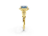Yellow gold Fancy Blue Asscher  Halo Diamond Engagement Ring with Filigree Band and Four-Prong Setting_71