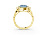 Yellow gold Fancy Blue Asscher  Halo Diamond Engagement Ring with Milgrain Band and Four-Prong Setting_38