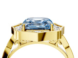 Yellow gold Fancy Blue Asscher  Halo Diamond Engagement Ring with Milgrain Band and Four-Prong Setting_39