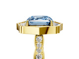 Yellow gold Fancy Blue Asscher  Halo Diamond Engagement Ring with Milgrain Band and Four-Prong Setting_40